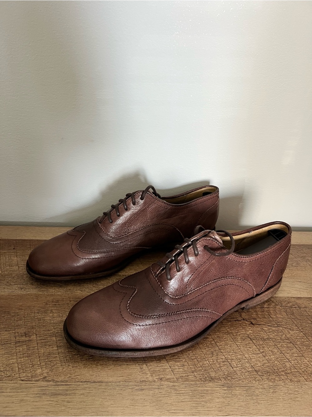 Frye Brown Leather Wingtip Derby Shoes